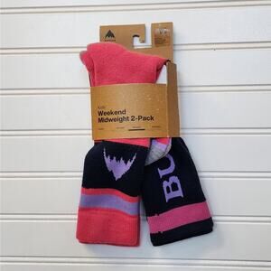 NWT Burton Kids Weekend Midweight Socks 2-Pk Fuchsia Fusion  S/M 12.5-1.5 Youth